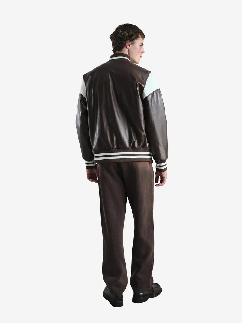 جيستو GIESTO Faux Leather Embroidered Zip-Up Jacket